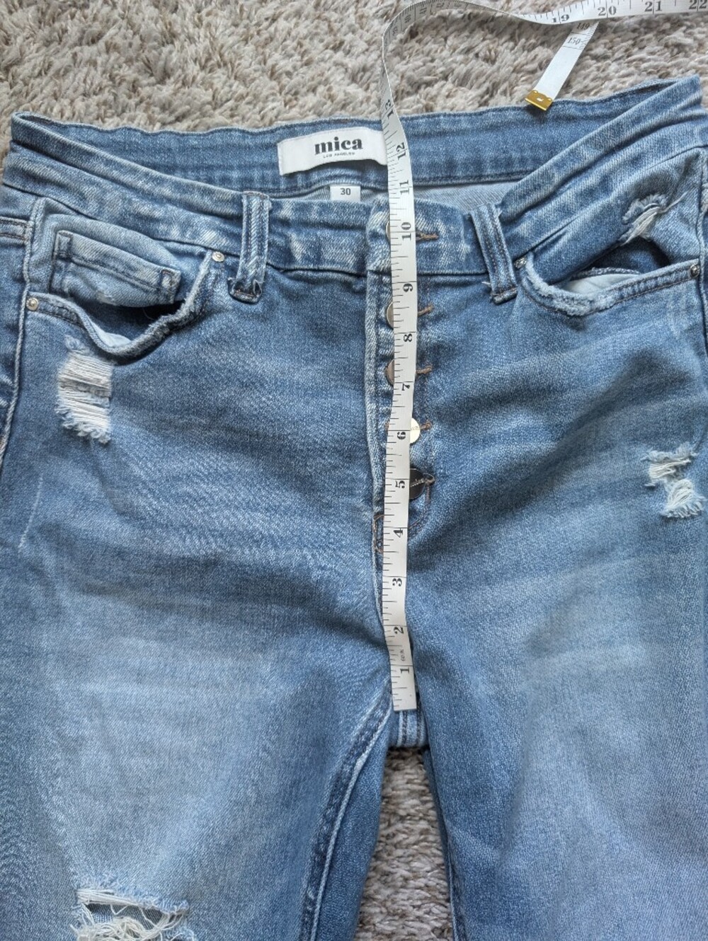 Distressed Light Blue Flare Jeans - Picture 6 of 8